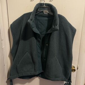 FP Movement by Free People Scout It Out Fleece Vest Sherpa Dark Teal Green XL